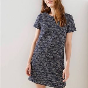 NWT LOFT Navy Rainbow Boucle Shift Dress